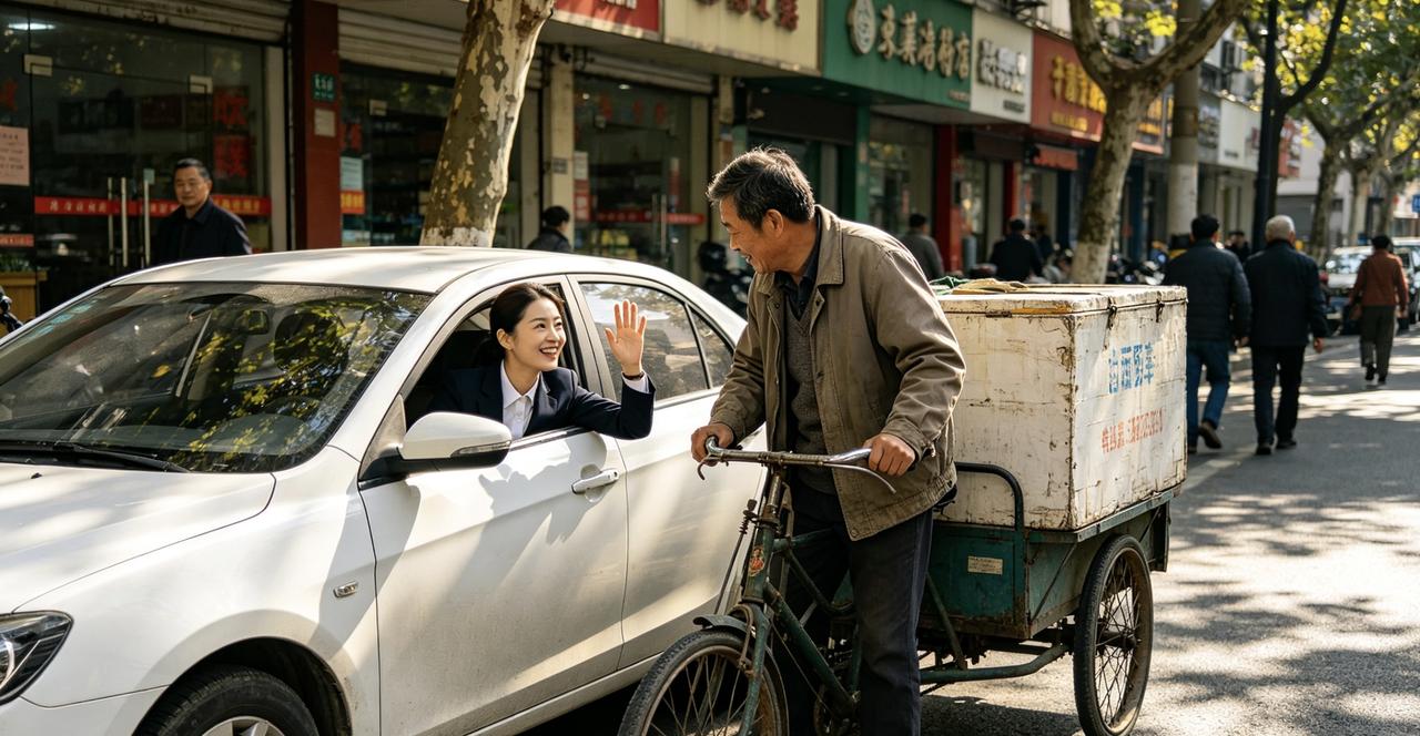 我资助过一个女大学生4年，后来生意失败去送货，街头不小心碰到她的新车，我正想道歉