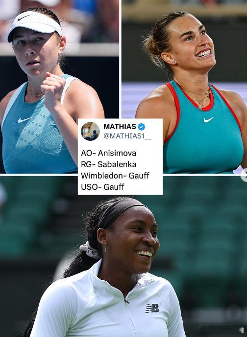 外国网友预测明年四大满贯女单冠军，你们觉得靠谱吗？澳网冠军：阿尼西莫娃法网冠军：