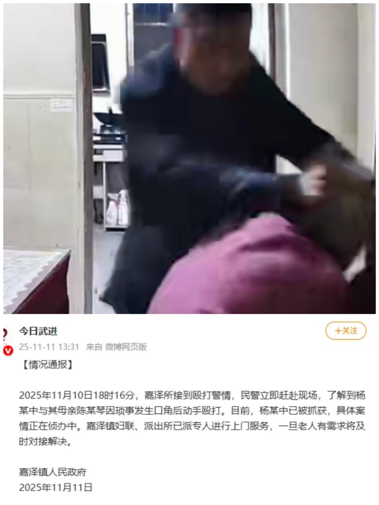 江苏儿子打93岁老母亲这事，看了原视频，甚感痛心。监控中有点听不太清，导火索