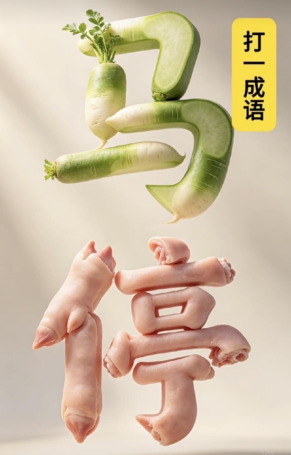  看图猜成语！萝卜写马、猪蹄写停，你秒懂吗？