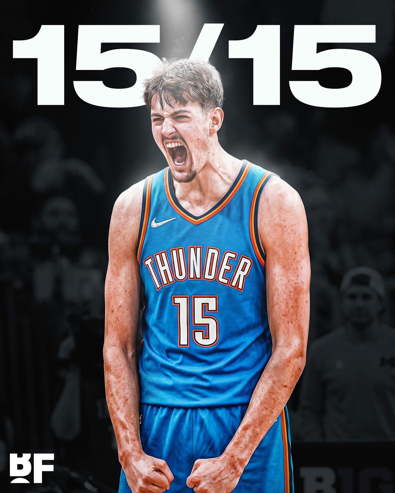 2场15投15中，这个新秀有点猛！NBA季前赛，雷霆一度领先雄鹿24分的大好局