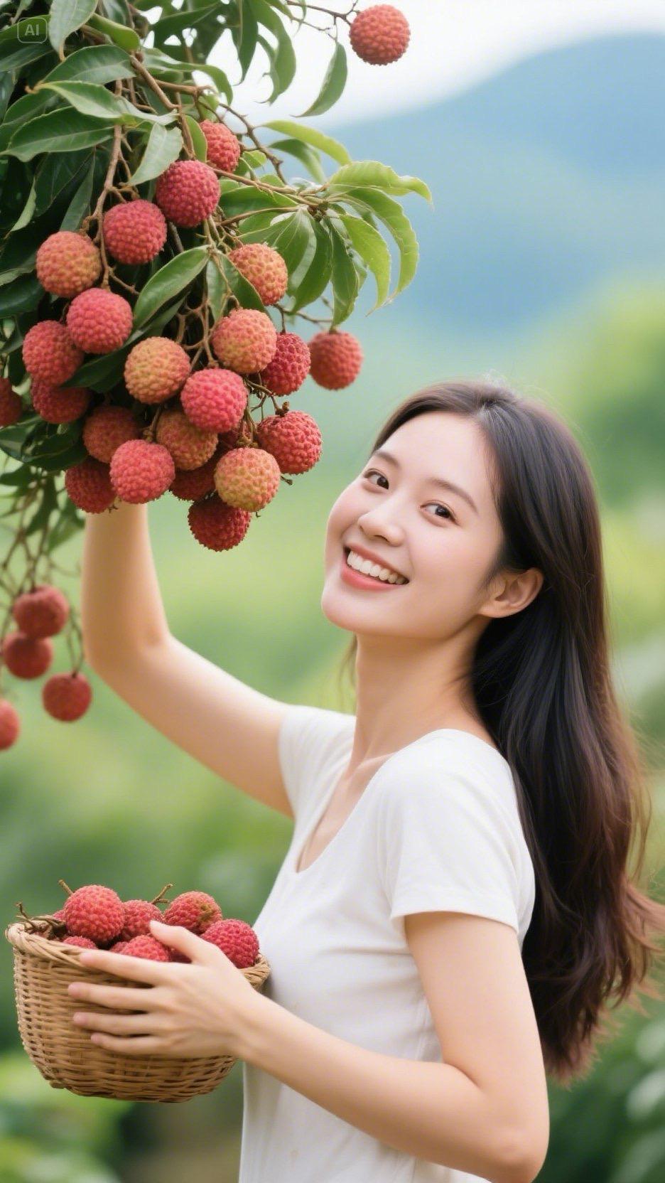 荔枝熟了摘荔枝美女初恋的味道我的农村生活