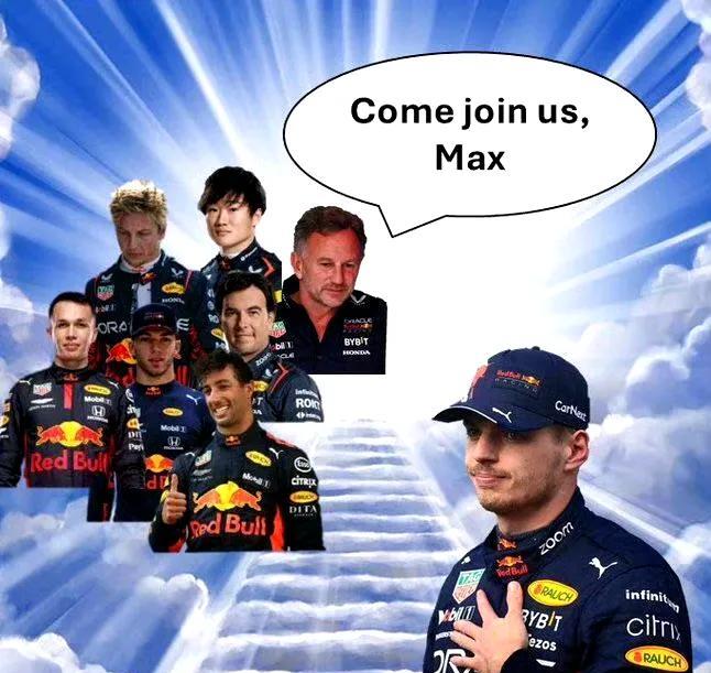 F1玩起梗来没人比得上……图1：红牛二号车手跟维斯塔潘的关系。图2：法拉利官