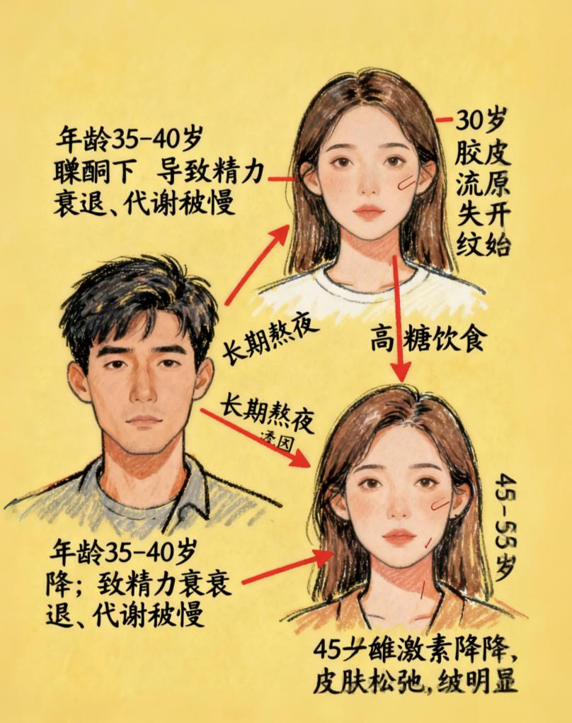 断崖式衰老真的会来！男女关键年龄藏着大不同别觉得衰老是慢慢熬，断崖式衰老早