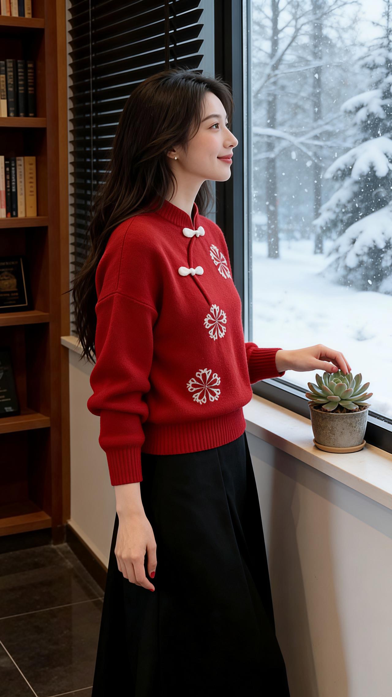 减龄气质红色系毛衣穿搭过年穿搭温柔穿搭