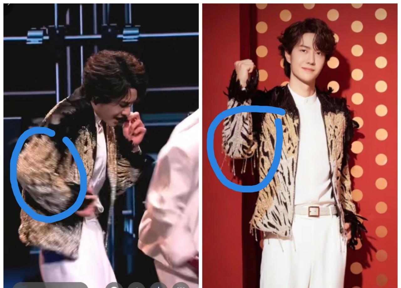 谁能想到，一个珠子竟然引发这么大的猜测？王一博舞台上这套衣服，宣传照里袖子有珠