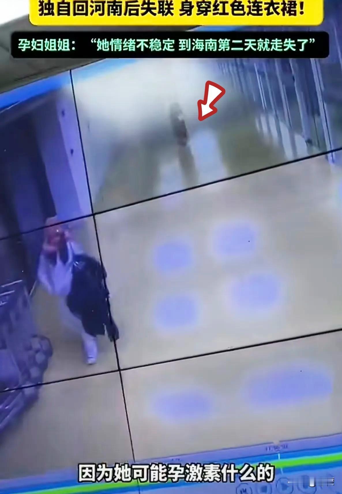 怀孕三个月的姑娘，跟家里拌了嘴，一气之下从海南飞回了郑州，下了飞机，监控拍到