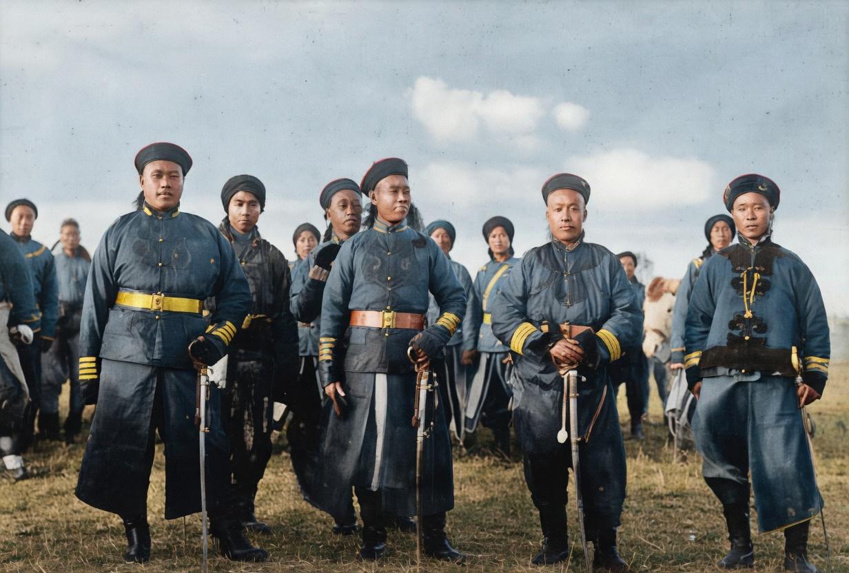 1884年，朝鲜汉城（今首尔），晚清淮军与北洋水师将领在朝鲜甲申政变后的合影，前