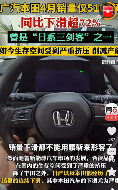一个月卖5100台，本田在中国，连兄弟丰田的零头都够不着了。