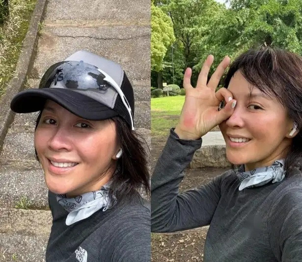 58岁的刘嘉玲户外晨跑，穿紧身裤不遮臀部，网友：还真没一点老人样