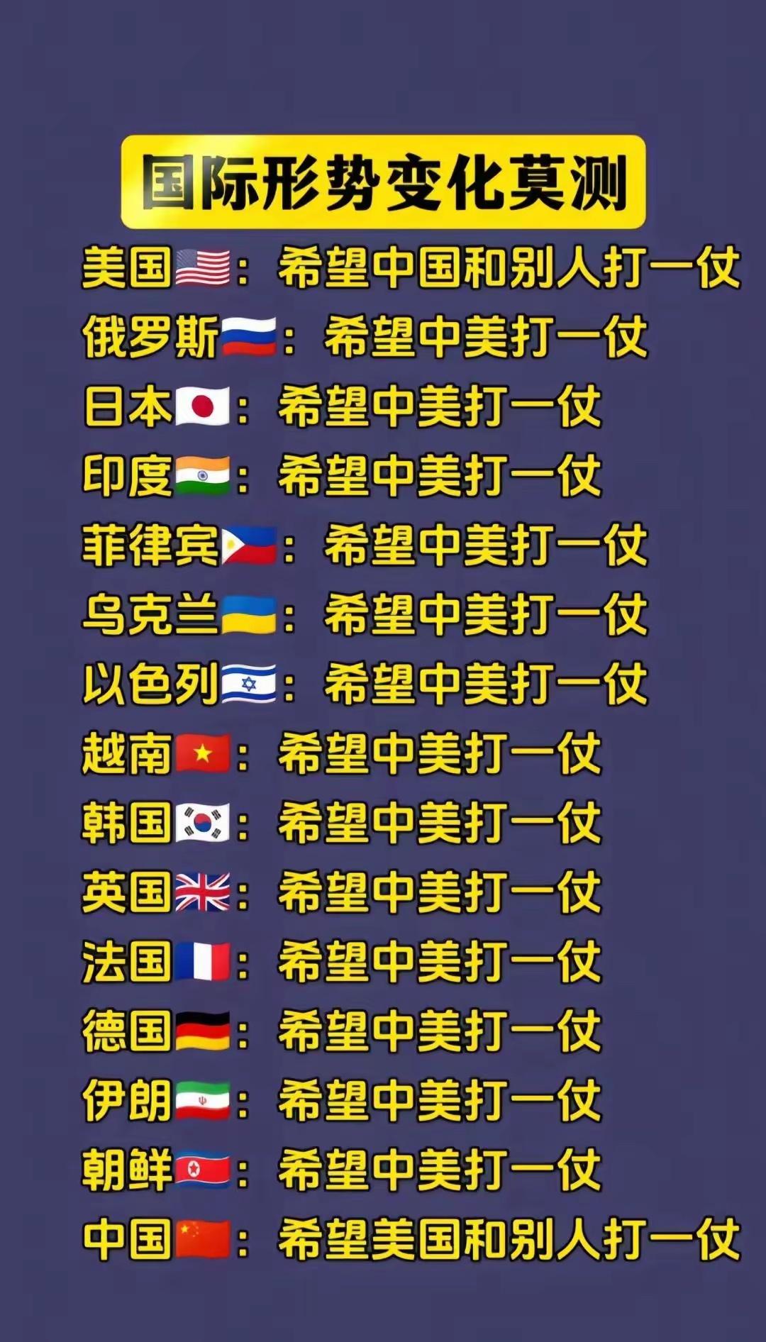 亚洲国家希望中美开战的是疯了吧