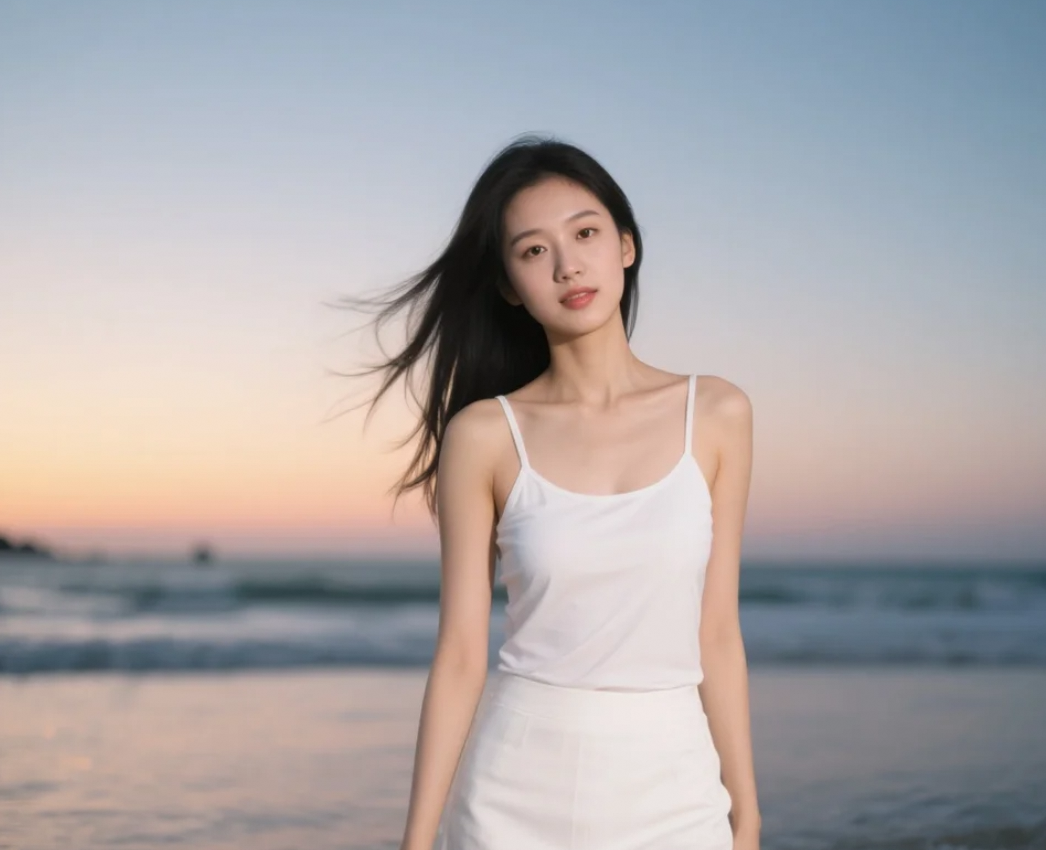 夏日的尽头是落日，而她的美是心头难忘