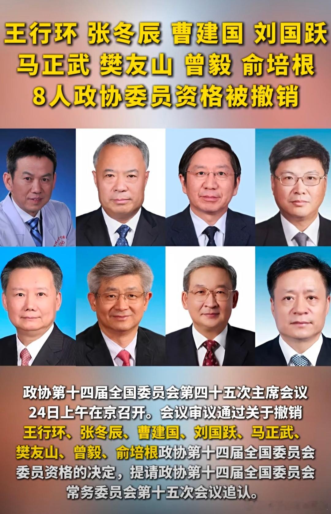 全国政协第十四届全国委员会第四十五次主席会议24日在京召开。会议通过关于撤消王行