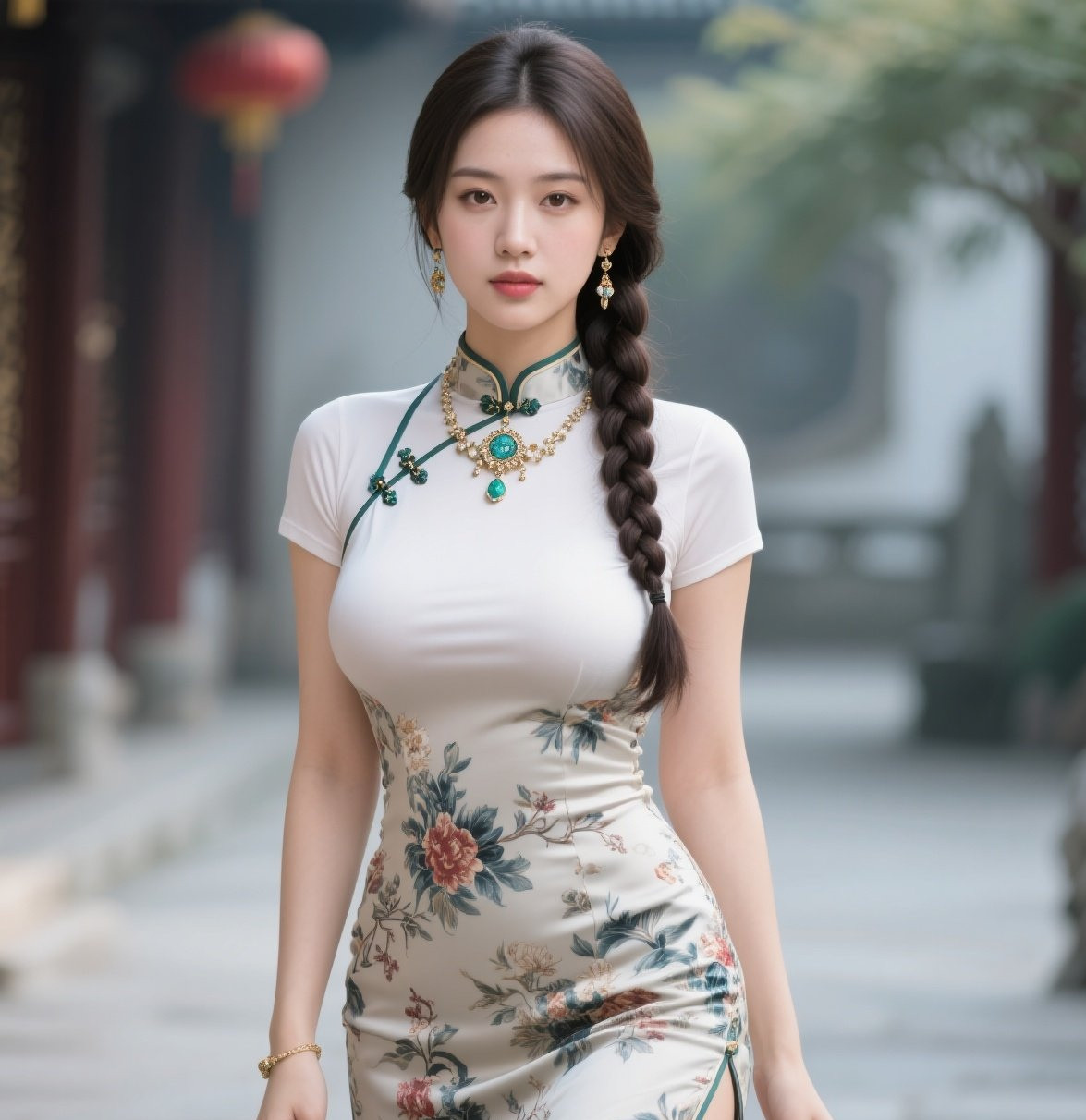 丰腴美人旗袍舞，风情万种入画图