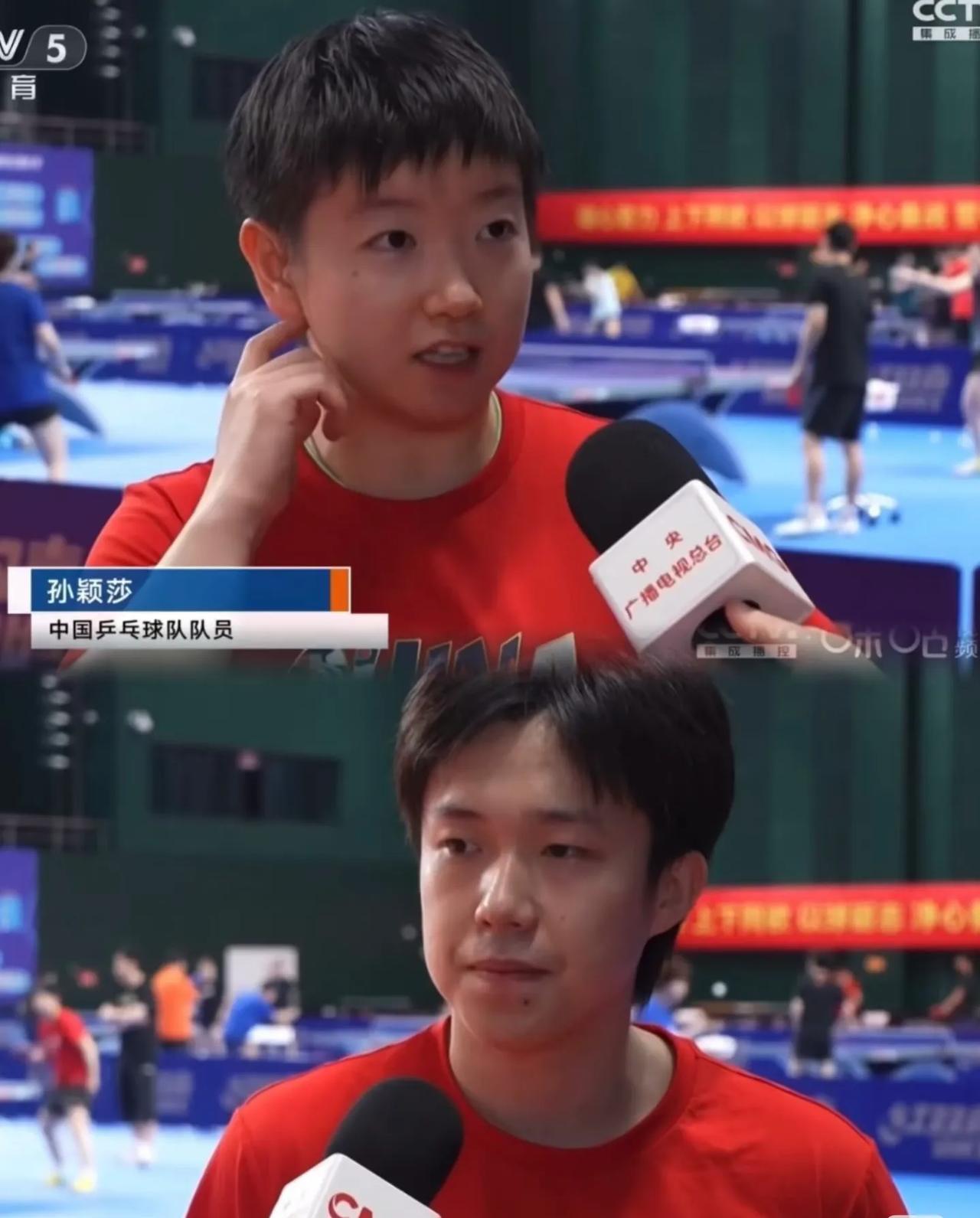 4月11日孙颖莎王楚钦作为男女队一号种子选手接受了采访[赞]CCTV5体育晨