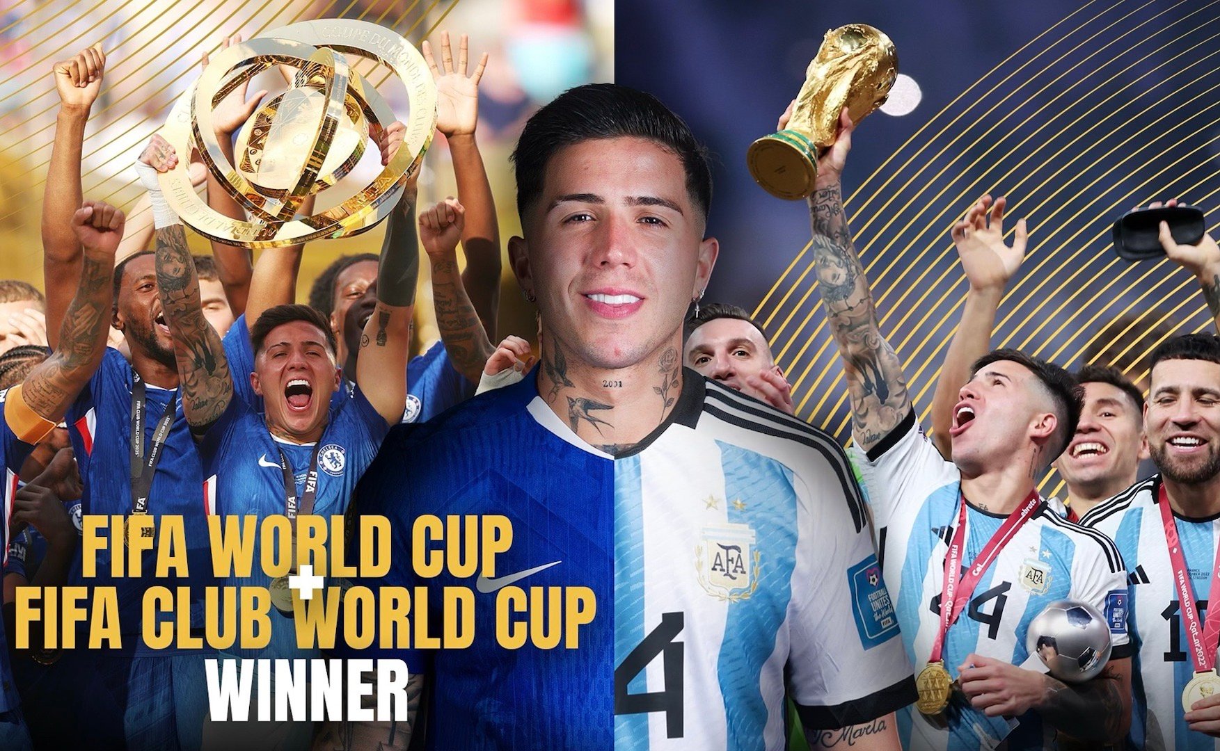 🚨FIFA：鞠躬致敬🏆恩佐·费尔南德斯成为唯一一位赢得国际足联世界杯和国际
