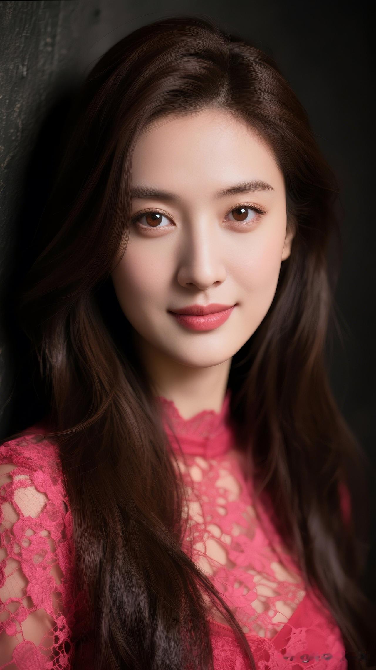 红衣美人倚，笑靥如花绽。哪个女星最漂亮温柔甜美的少女，粉色蕾丝裙，优雅迷人！?