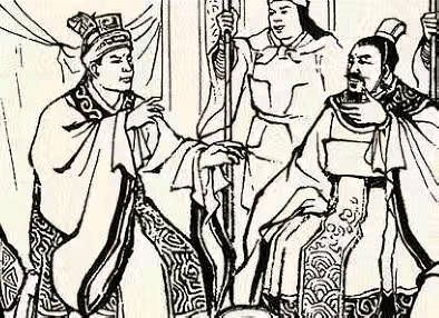三国司马师死后，魏主曹髦让司马昭回许昌，司马昭召集心腹商议对策。右手之人说道：