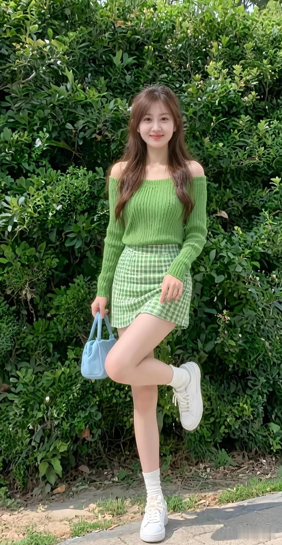 清新绿色小白袜少女心穿搭，分享甜美小姐姐随手拍甜妹穿搭心得分享少女风写真照