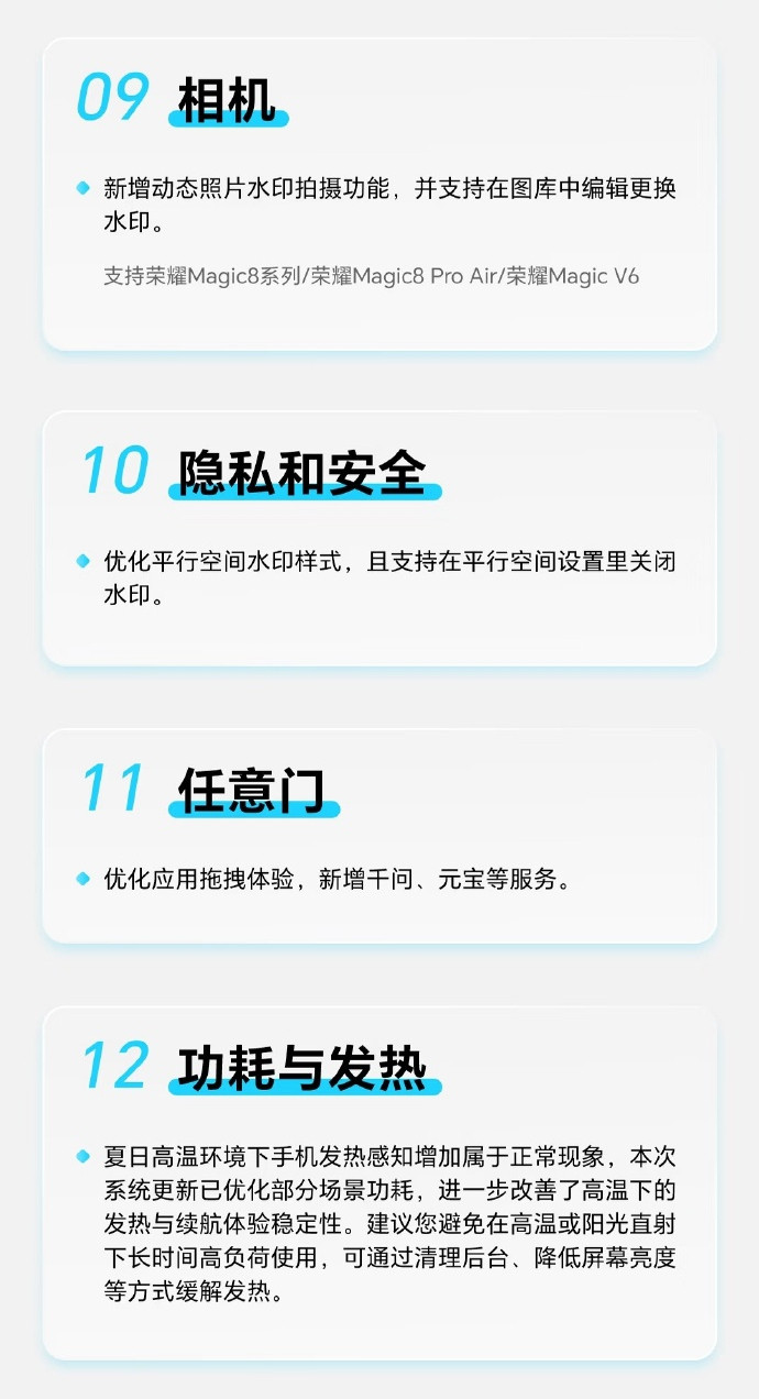 荣耀MagicOS7月更新内容曝光，这波料很足，几乎覆盖日常全场景：●动