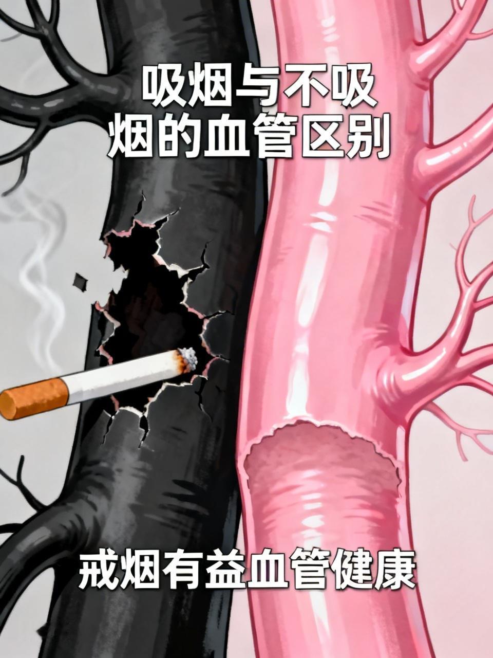 吸烟和不吸烟的血管区别大了去了。看看67岁的老陈，从十几岁就开始抽烟，最多一天能