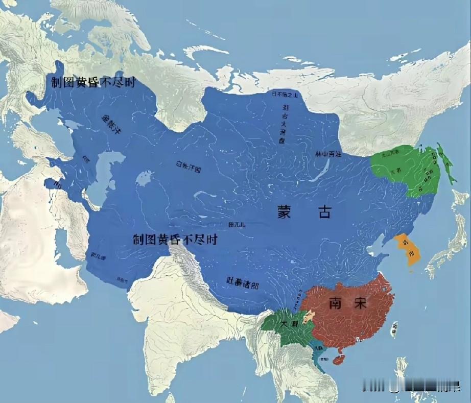 看到这张地图，南宋好渺小啊，真的太不容易了，这压迫感太强烈一般人都无法呼吸。记