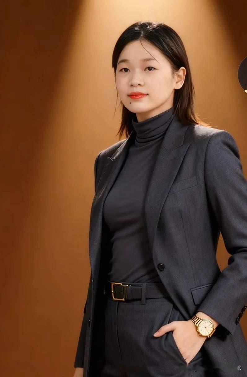 身穿职业装的全红婵，这也太惊艳了吧？虽然这是来自网友的P图，但给人的感觉却很真实