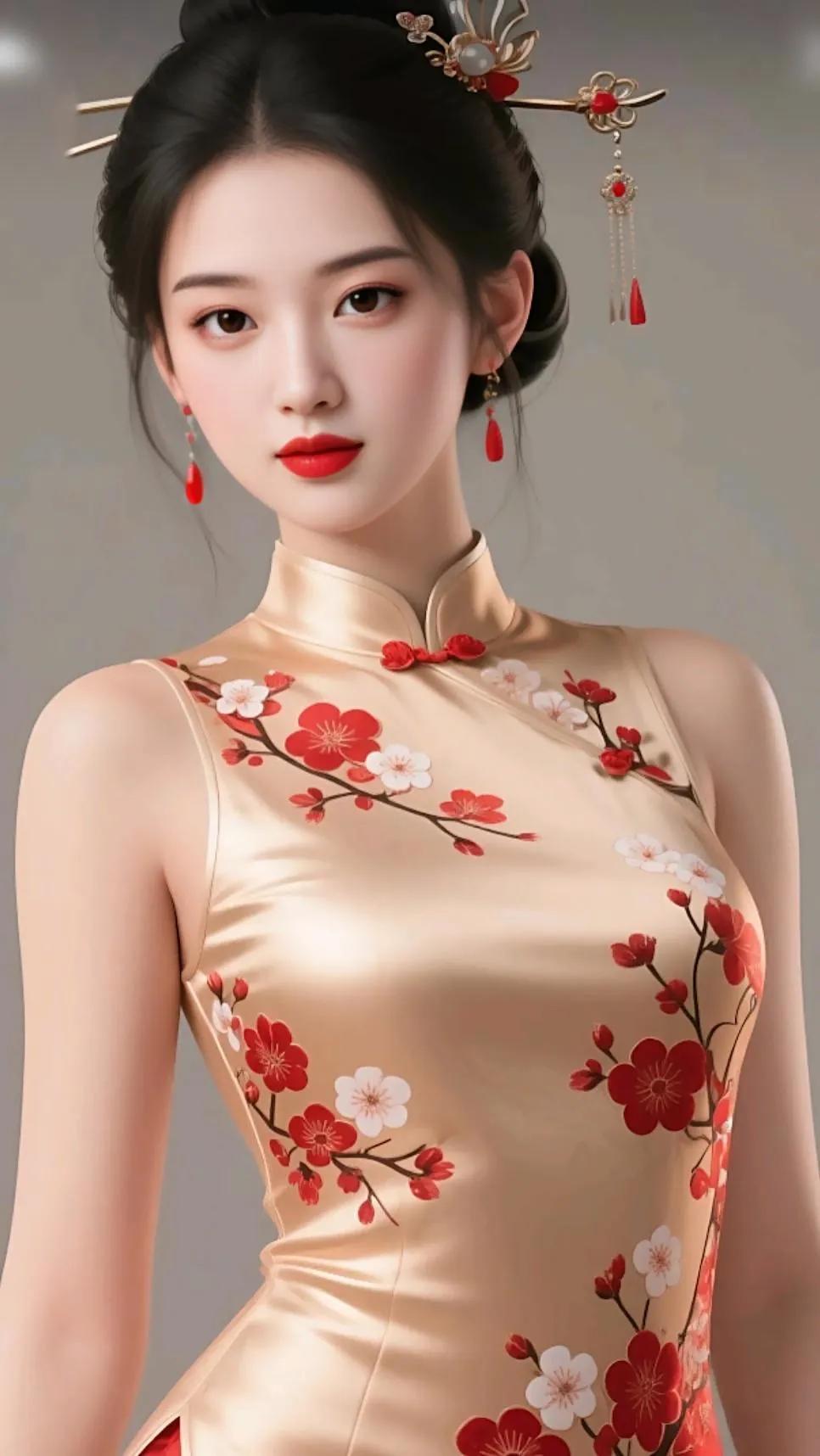 优雅旗袍，花枝招展，东方韵味，尽显女性魅力！🌸💃