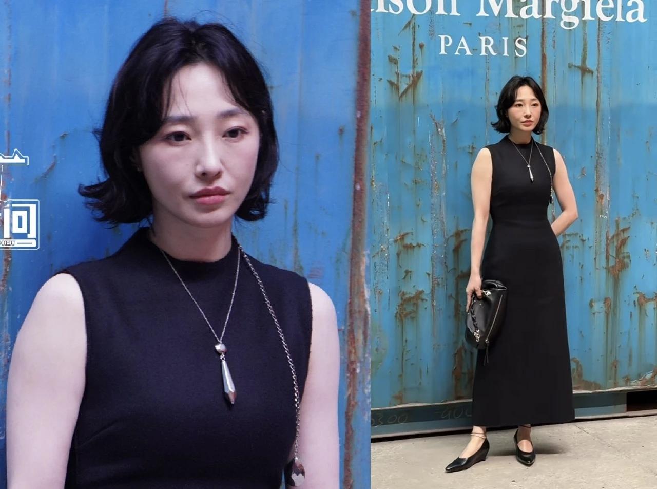 白百何颜值还是挺扛打的。没看她怎么笑过，参加上海时装周，穿了一条黑色无袖长裙，就