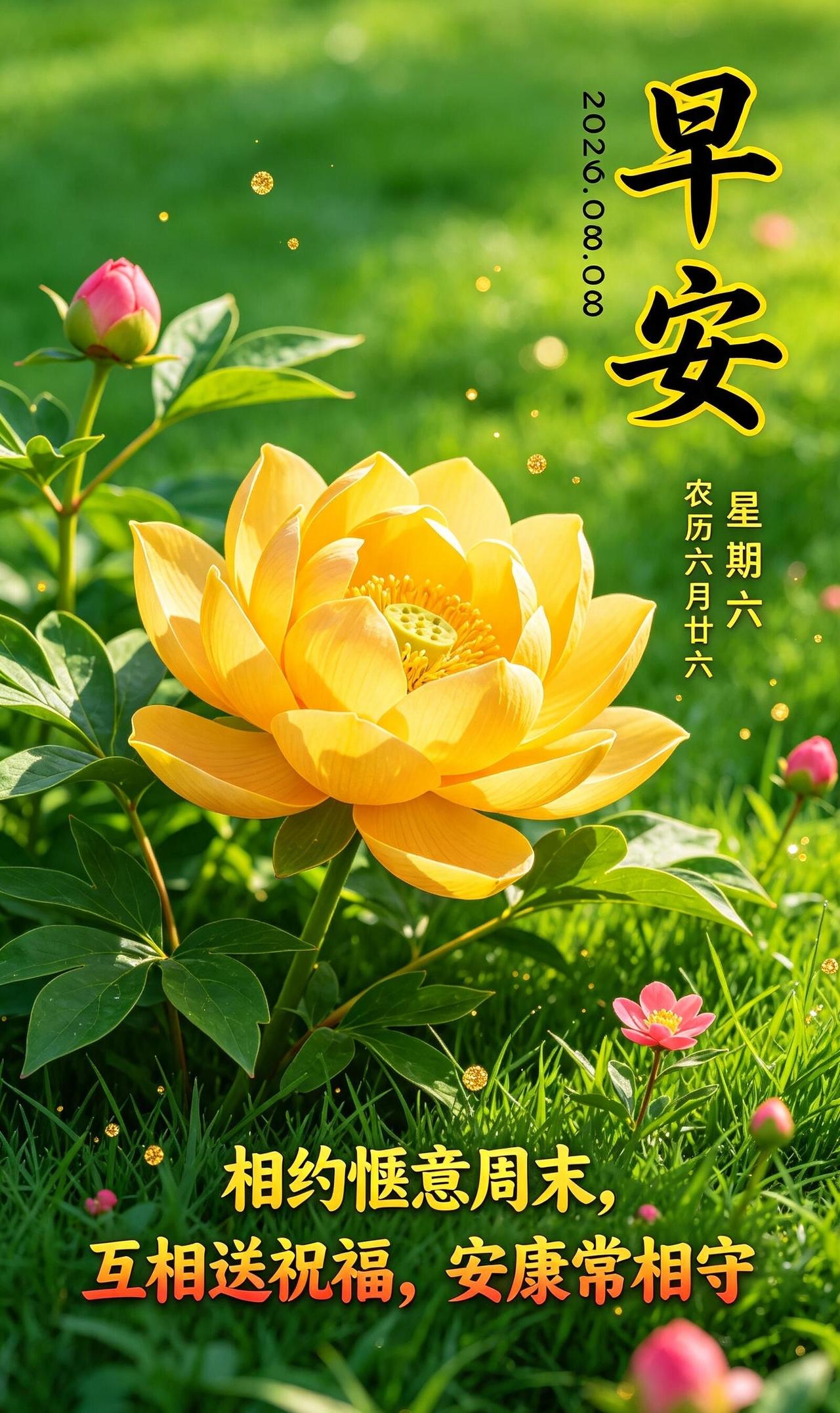 8月8日清晨问候✨，周六安康！暑气慢慢消散，初秋的凉意让人舒心。忙碌一周终于迎来