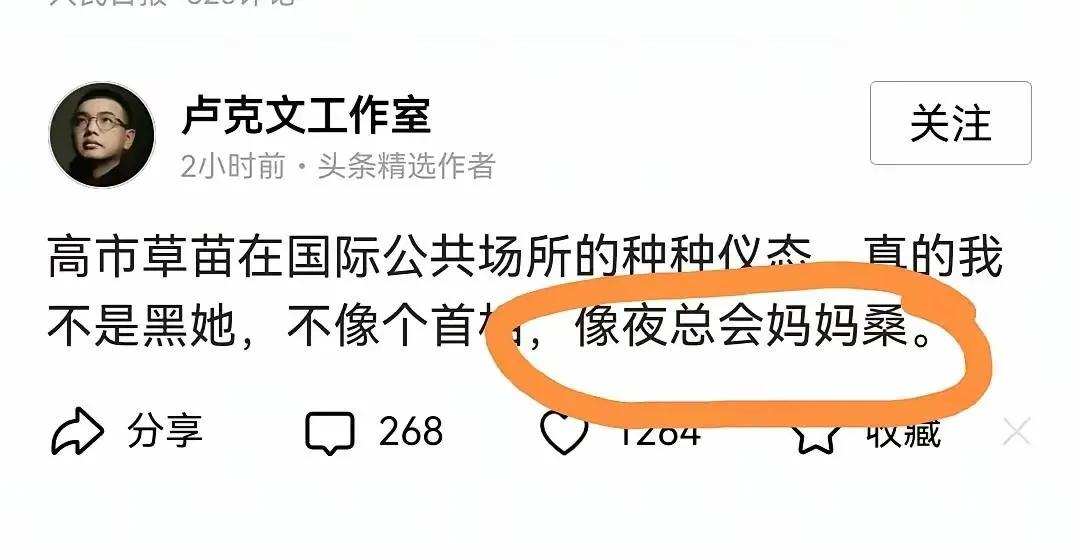 卢克文对高市早苗的评价。