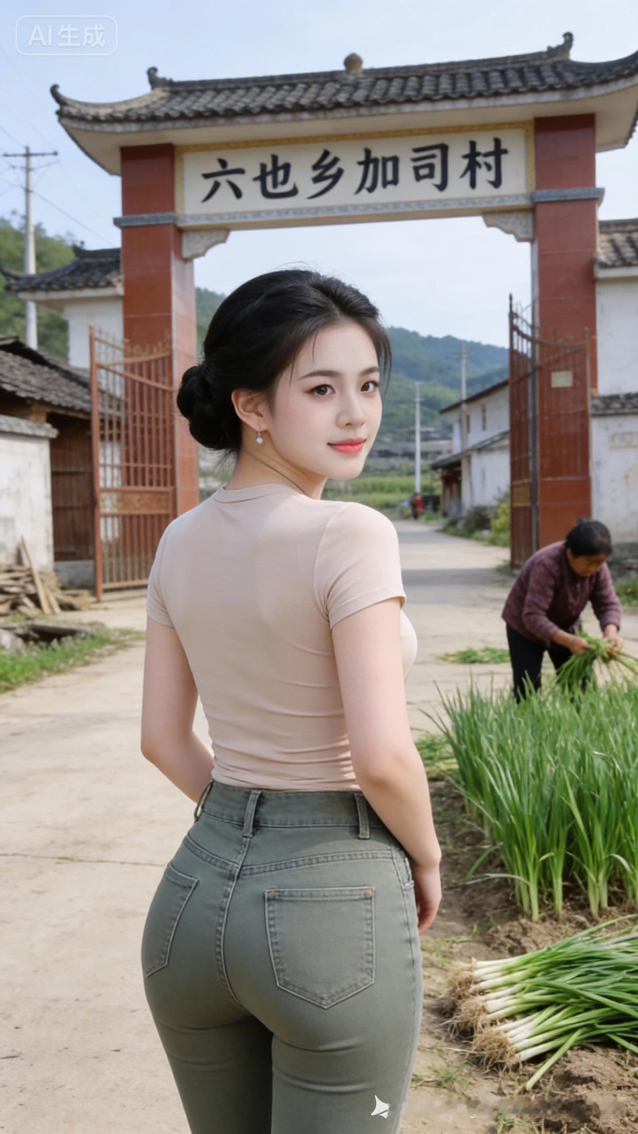 田园少女漫步乡村，感受自然之美