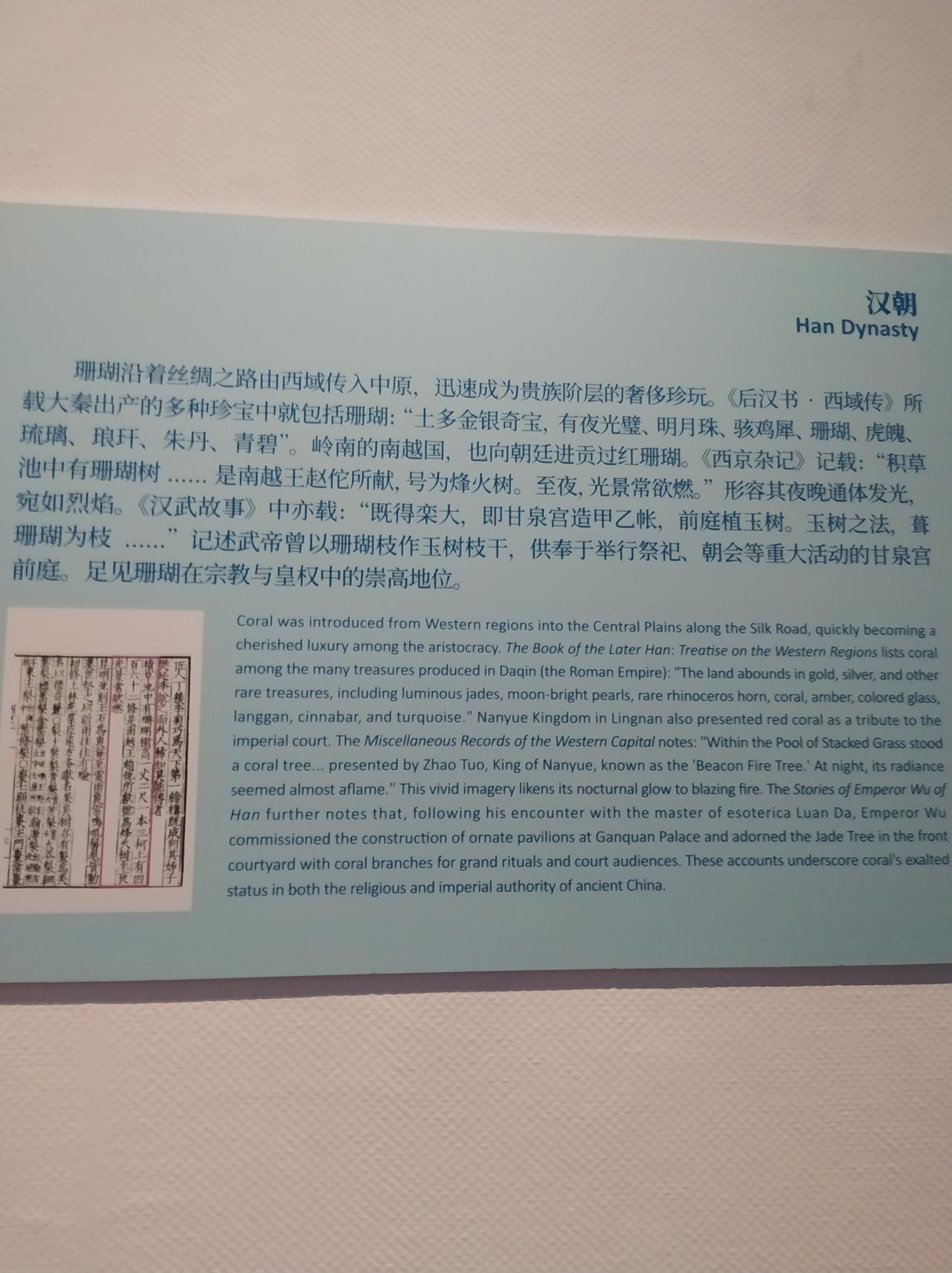 看看这一张博物馆的相片,说珊瑚等珍宝来自大秦。大秦不是古代罗马的称呼吗?古代罗