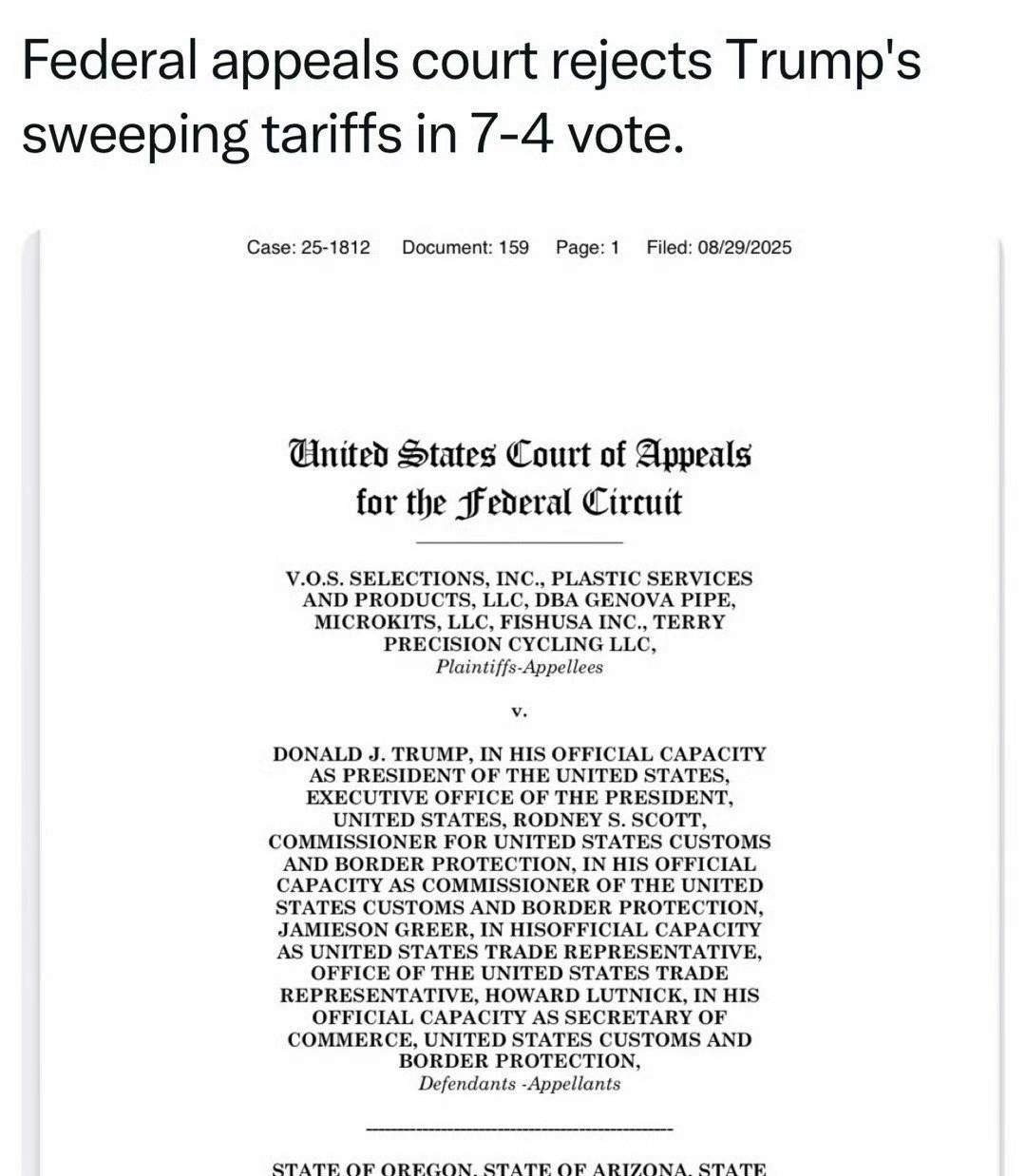 美国联邦上诉庭7:4通过裁决:国际贸易庭的判决有效，Trump以“国家安全紧急
