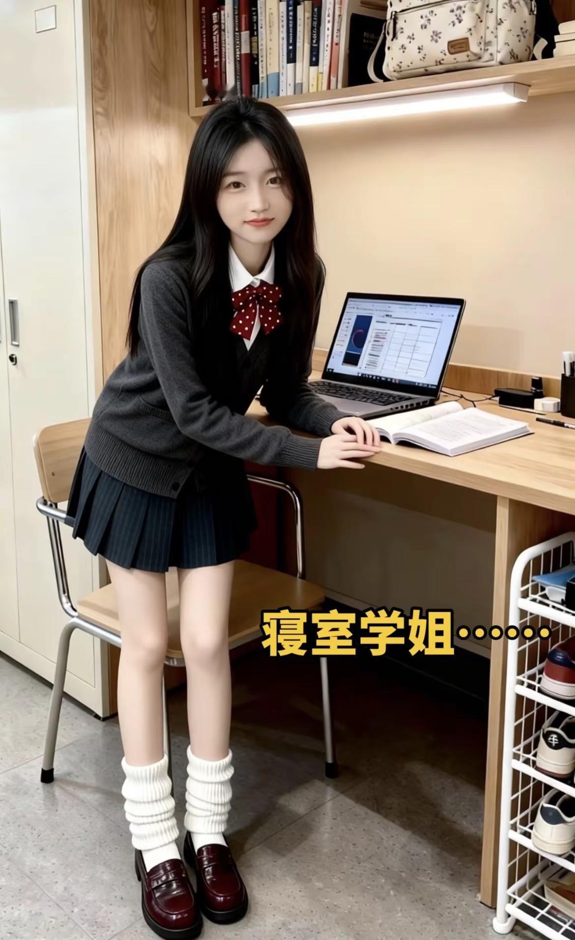 宿舍自拍系列。jk穿搭穿搭宿舍学姐