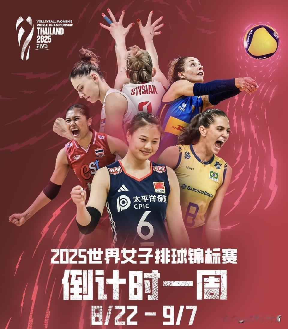 中国女排值得一个C位，国际排联公布的女排世锦赛倒计时一周宣传海报！中国女排队长龚