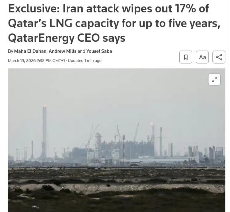 卡塔尔14条液化天然气生产线中的S4与S6生产线、一处天然气到液态燃料（GTL）