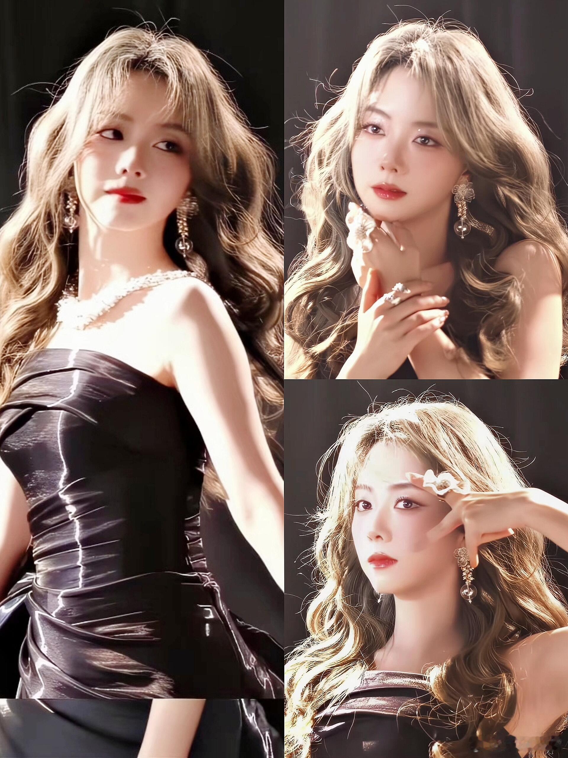 谭松韵生日会这身金色卷发芭比造型，真的美到心坎里，女团风驾驭得太好了，完全被惊艳