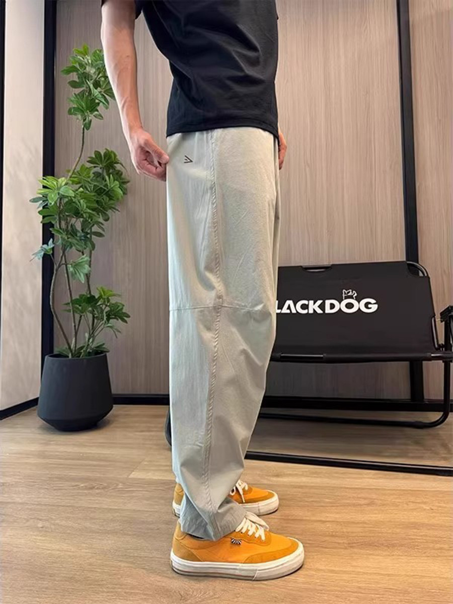 浅灰色速干裤子男款夏季薄款三角标微锥运动