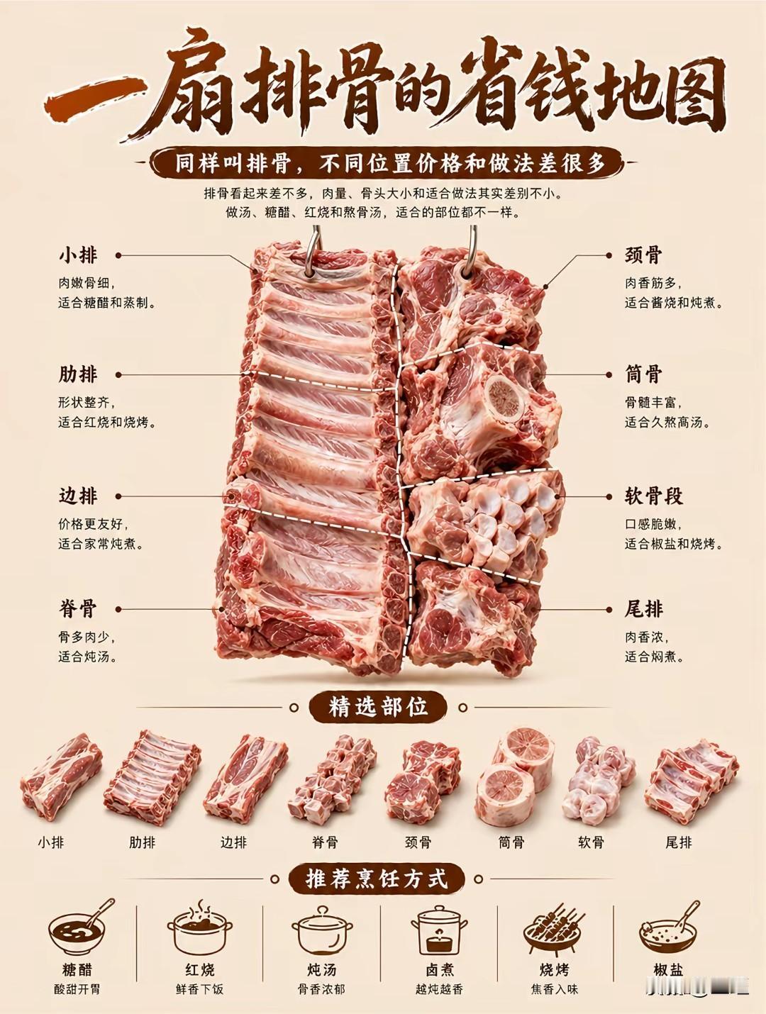 一扇排骨的省钱地图：别再只盯着精排，这3个宝藏部位让你花少钱吃大肉！每次去菜
