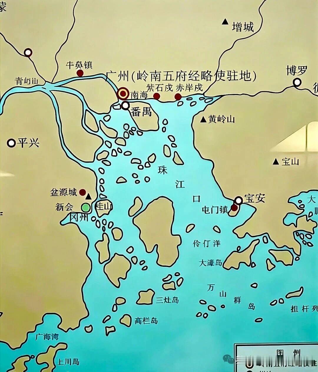 唐代珠三角的城市格局，呈现以广州为中心、海防据点向珠江口辐射的体系，与当代腹