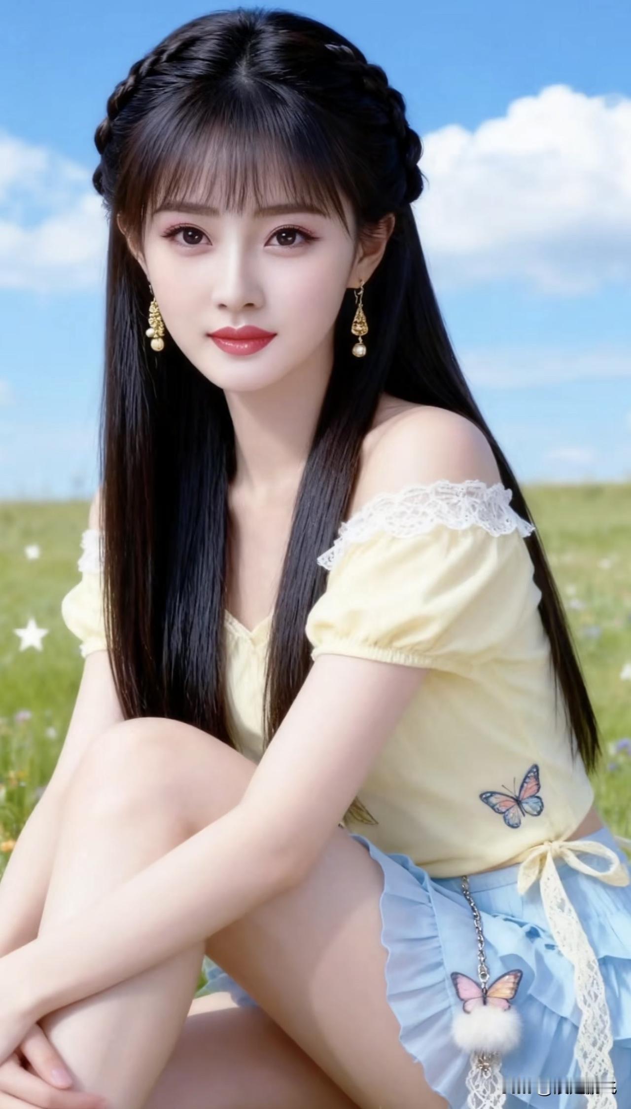 夏日甜美少女，花海中的梦幻时光花海少女感花海少女照温柔花裙少女花海少女照