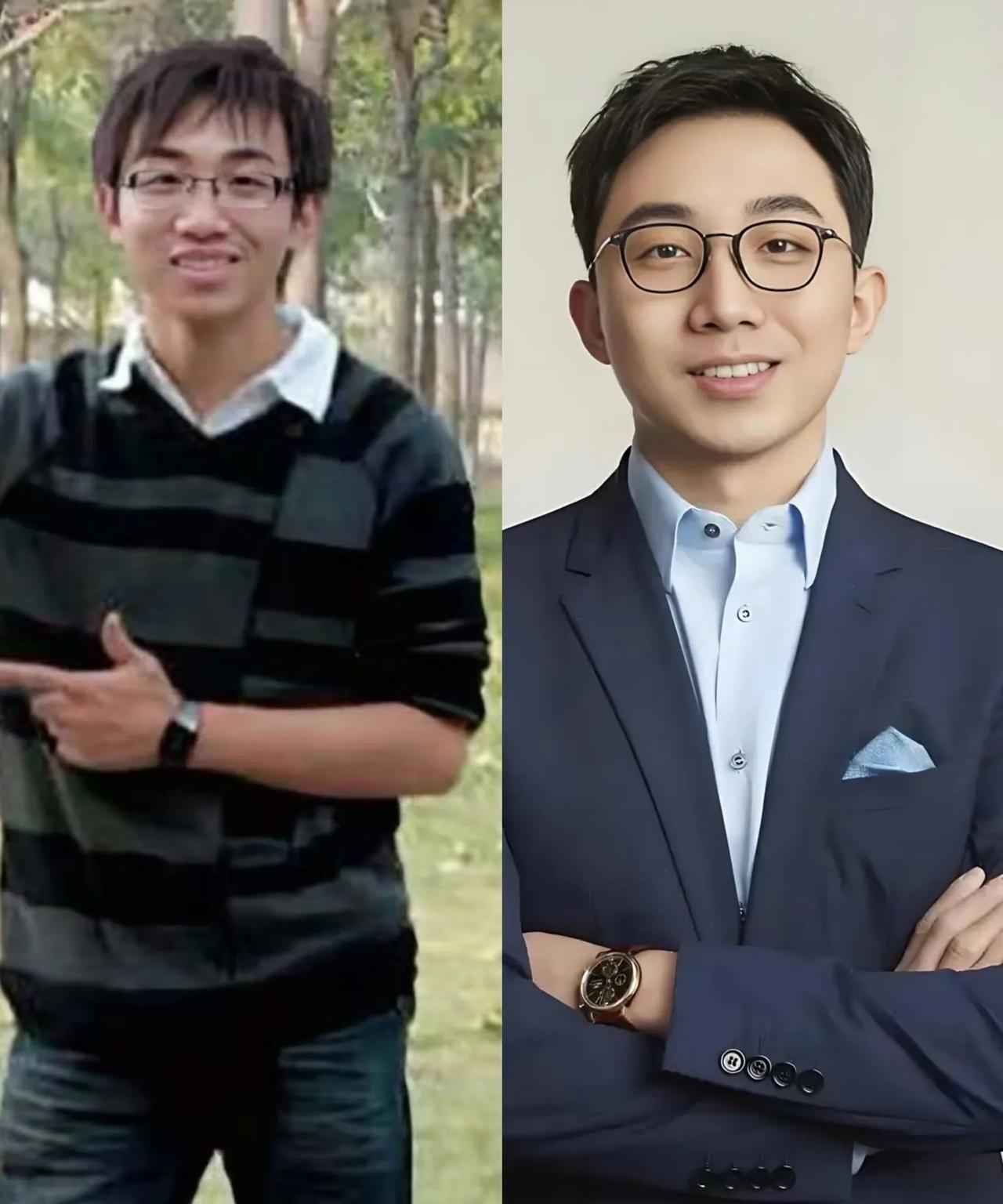 果然财气养人！谁能认出这是同一个人呐！以前的泡泡玛特创始人王宁，穿着条纹毛衣，就