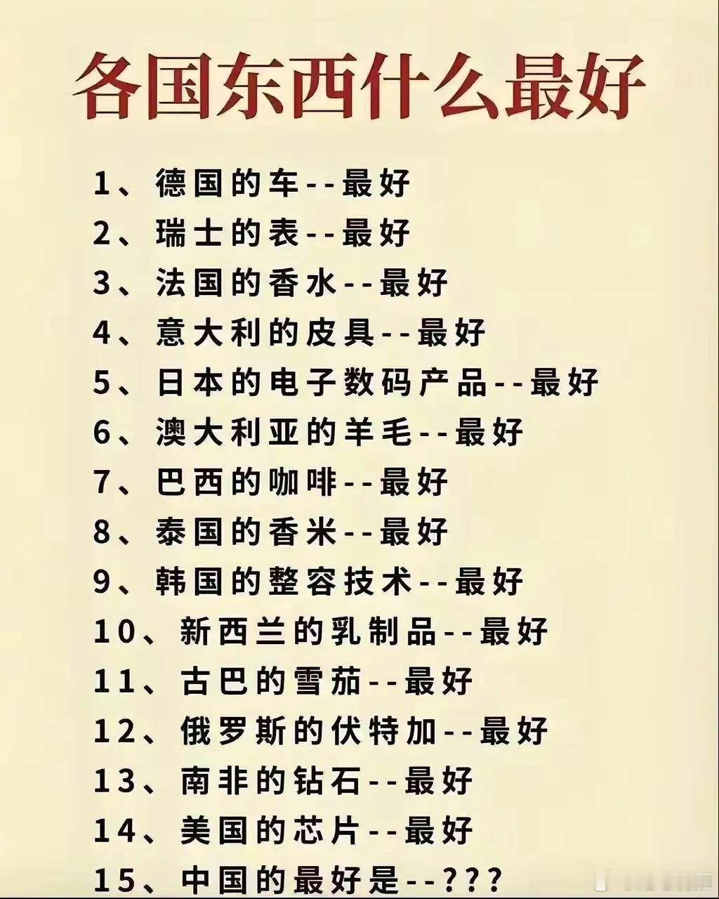 中国最好的是？