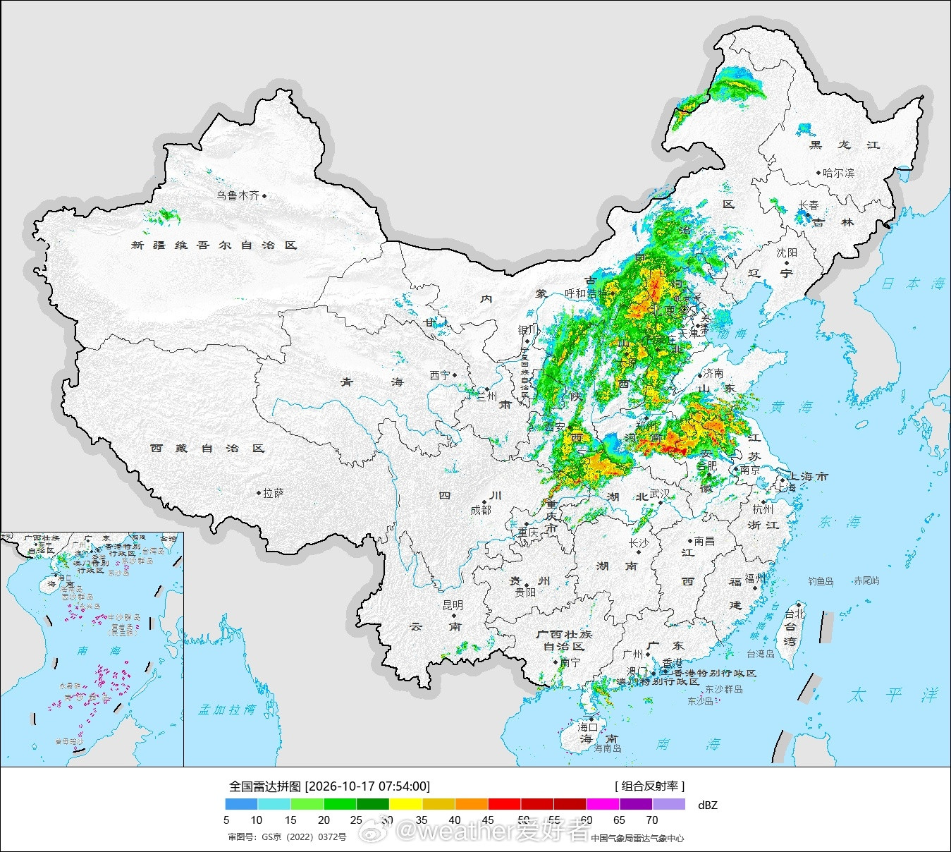 【夏季般的降水形势】雷达看，北方地区的大范围较强降水过程已全面开启，不少地区都有