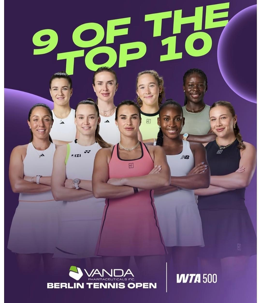 网传WTA500柏林草地赛有多达9位世界前十报名参加，除了斯瓦泰克不在名单中，其