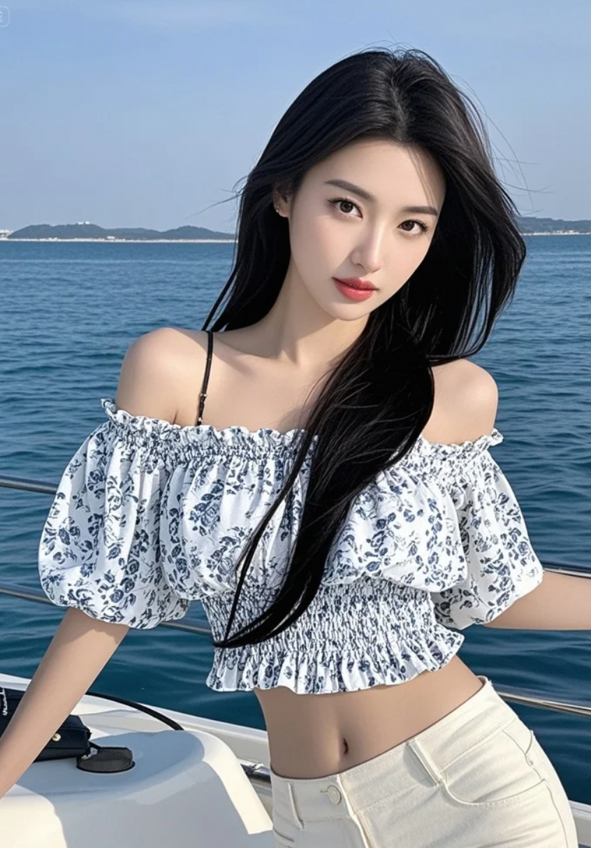 碧波为纸，她执桨划开一道银色的光。