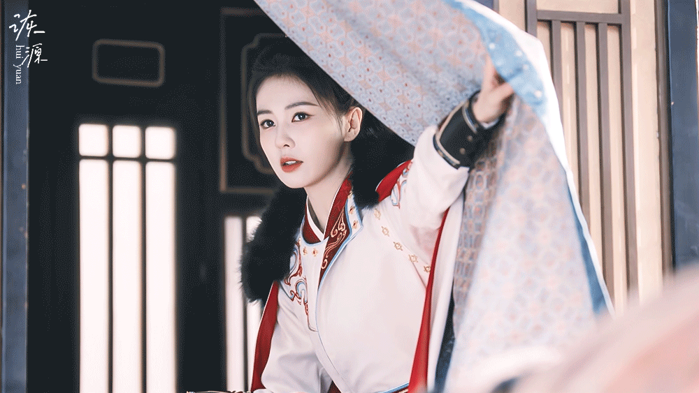 白鹿《唐宫奇案》李佩仪/动图▷EP33-03高马尾+白衣（白红）-掀开帘