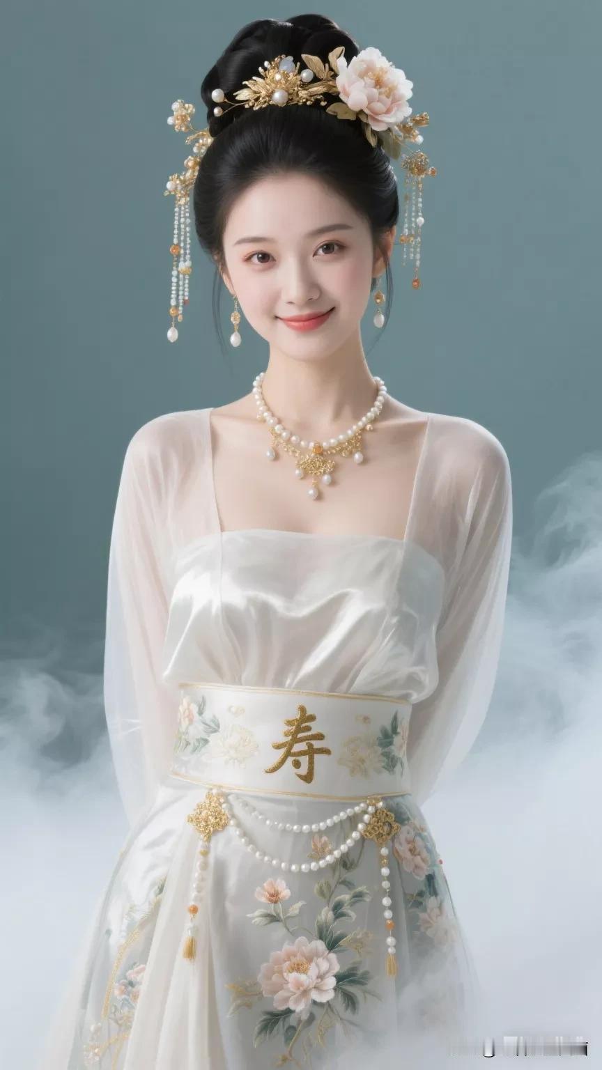古风美人，花簪华服，典雅动人张立启原创书画AI作品古仕女发髻服饰集锦第609期首