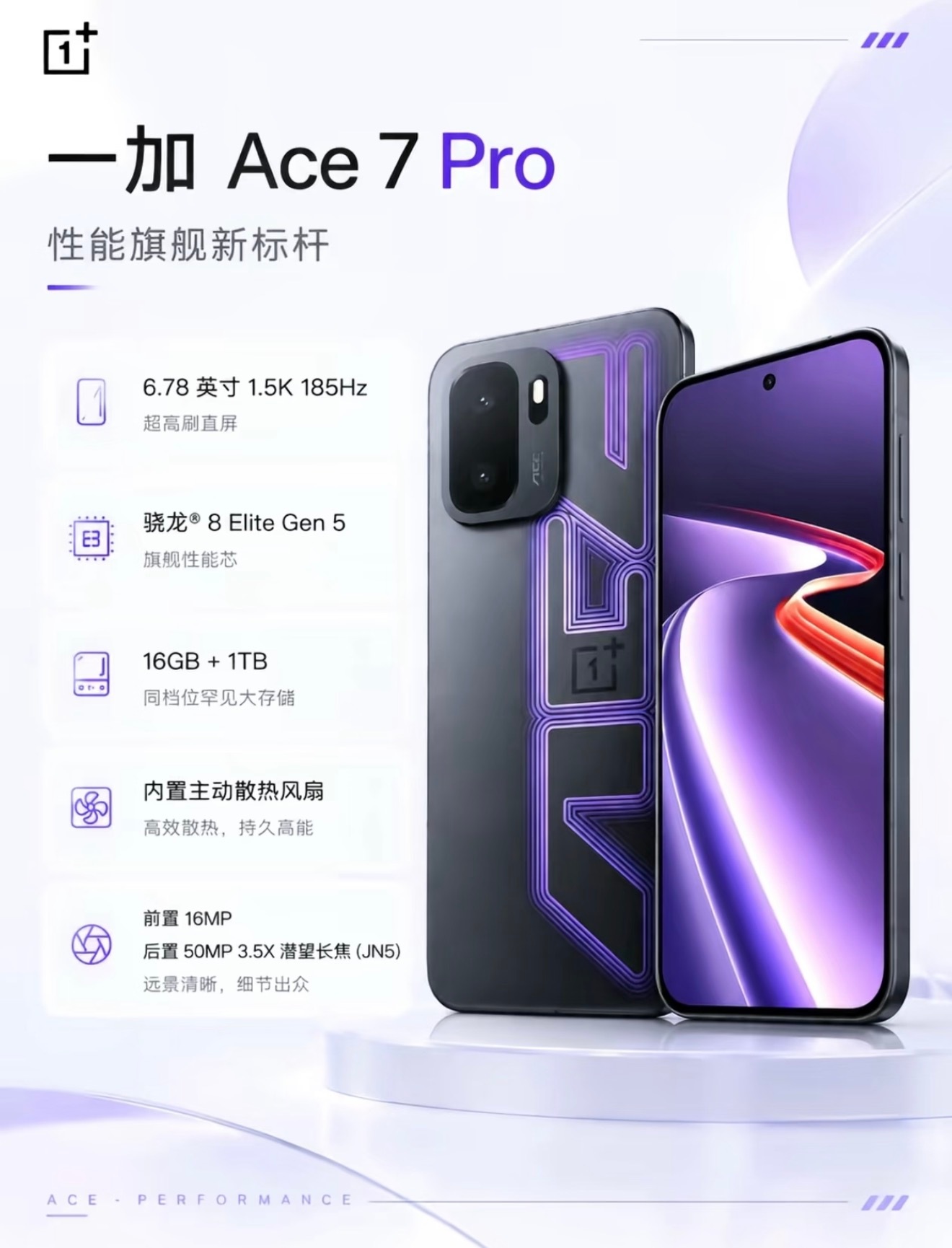 一加Ace7狠活曝光！内置主动散热风扇，把显卡级风冷方案装进手机。搭载骁龙8E5